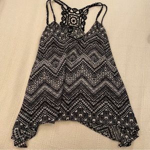Black aztec v-neck tank